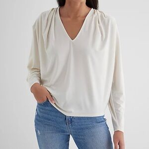Express Cream V-Neck Blouse